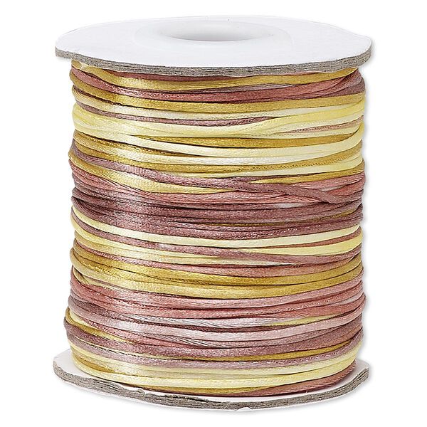 Cord, Satinique™, satin, falling leaves, 1mm mini. Sold per 200-foot spool. image number 0