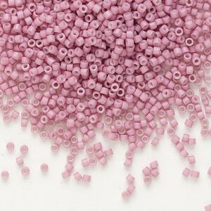 Seed bead, Delica®, glass, pkg/7.5g, #11 round, opaque matte antique rose white (DB-0800).