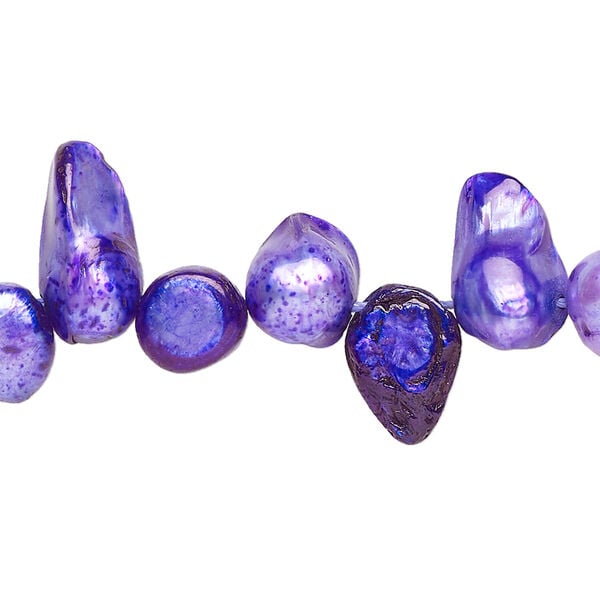 Pearl 1pkg1 cultured freshwater, 8x6mm-13x8mm baroque 15 inch ultraviolet image number 0