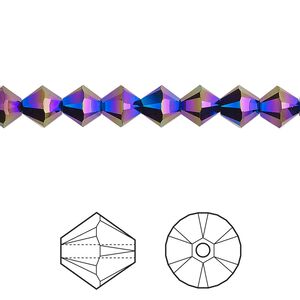 Bead 1pkg24 jet shimmer 2X, Crystal Passions&reg; 6mm faceted bicone 5328