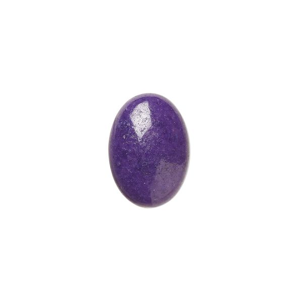Cabochon, mountain "jade" (dolomite marble) (dyed), purple, 14x10mm calibrated oval, B grade, Mohs hardness 3. Sold per pkg of 16. image number 0