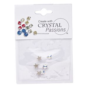 Flat back 6pk crystal AB foil back, Crystal Passions® hotfix rhinestone 5mm rivoli star 2816