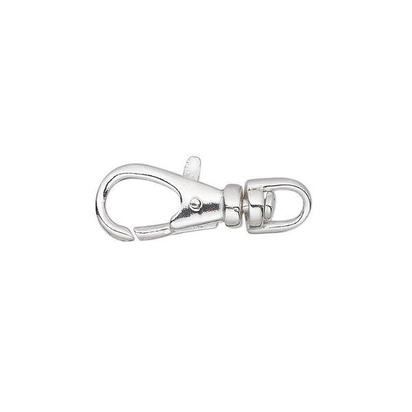 Clasp, lobster claw, sterling silver, 16x8mm with swivel. Sold individually. image number 0