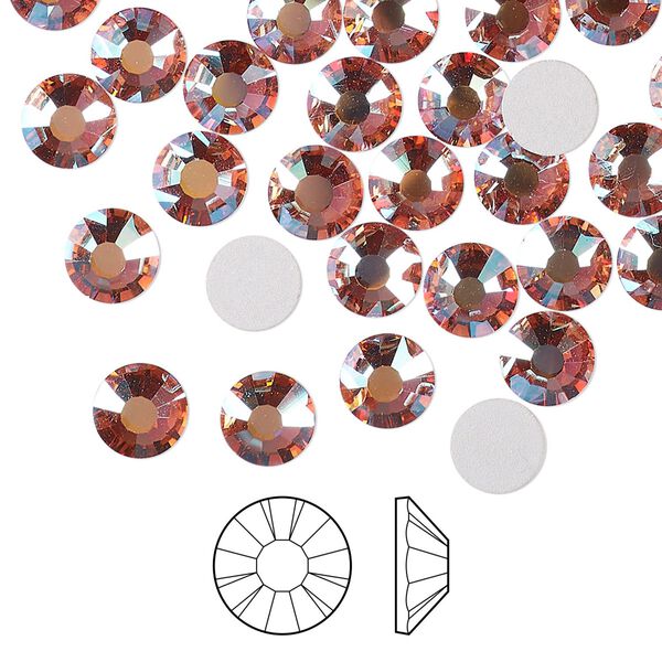 Flat back 24pk rose peach AB foil back, Preciosa MAXIMA Czech crystal rhinestone 6.3-6.5mm chaton rose round SS30 image number 0