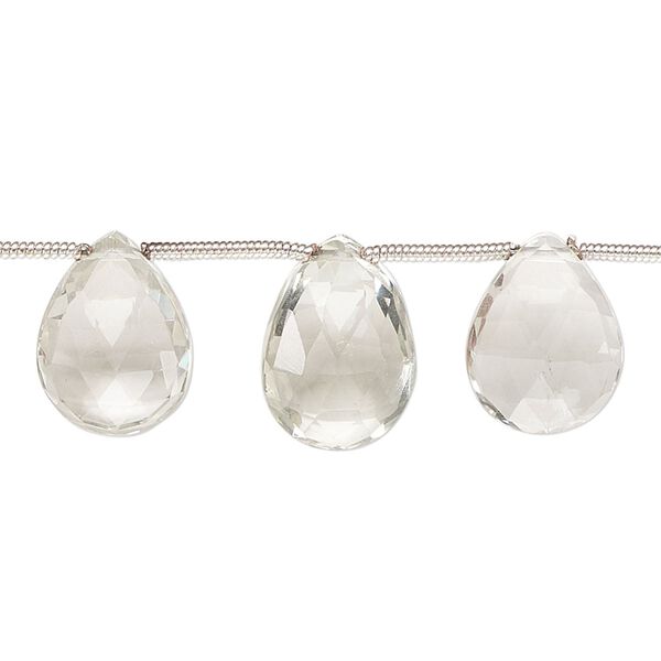 Green quartz 1pkg13, hand-cut top-drilled faceted puffed teardrop bead 14x9mm-16x11mm image number 0