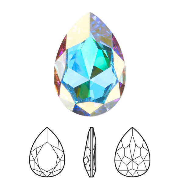 Fancy stone 1pk crystal AB foil back, Crystal Passions® 30x20mm pear 4327 image number 0
