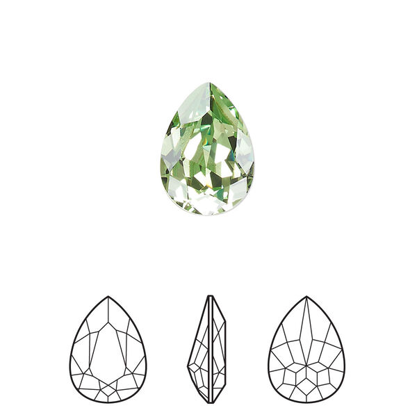 Fancy stone 1pk peridot foil back, Crystal Passions® Regenerated 14x10mm pear 4320 image number 0