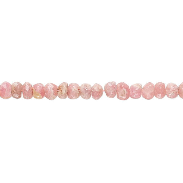 Bead, rhodochrosite (natural), 3x2mm-5x4mm hand-cut faceted rondelle with 0.4-1.4mm hole, C grade, Mohs hardness 5-1/2 to 6-1/2. Sold per 13-inch strand. image number 0