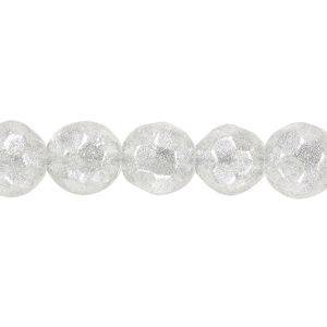 Bead, glass, translucent dark silver, 10mm faceted round with silver glitter. Sold per 8-inch strand, approximately 20 beads.