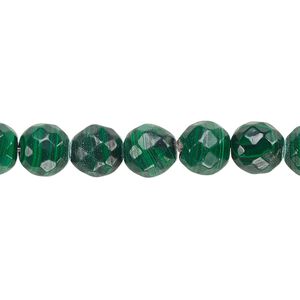Malachite 1pkg1, faceted round bead natural 8 inch 10mm