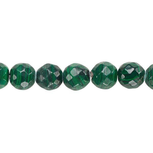 Malachite 1pkg1, faceted round bead natural 8 inch 10mm image number 0