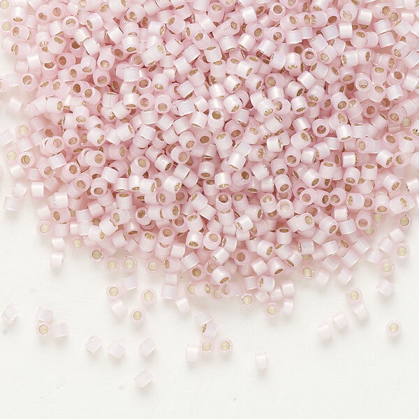 Seed bead, Delica®, glass, pkg/250g, #11 round, translucent silver-lined light rose (DB-0624). image number 0