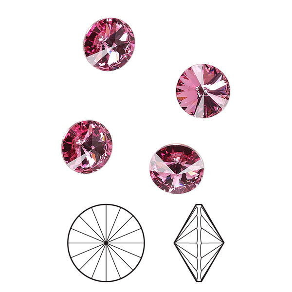 Chaton 8pk rose foil back, Crystal Passions® 8.16-8.41mm rivoli SS39 1122 image number 0