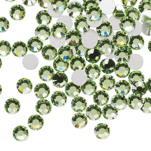 Flat back, Dance With Me™ crystal rhinestone, peridot, foil back, 4.6-4.8mm rose, SS20. Sold per pkg of 144 (1 gross). image number 0