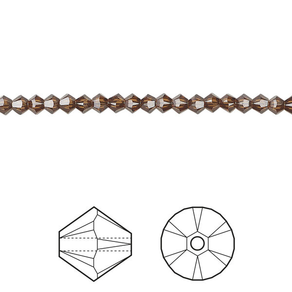 Bead 1pkg1440 smoked topaz, Swarovski® ReCreated™, 3mm bicone 5328 image number 0