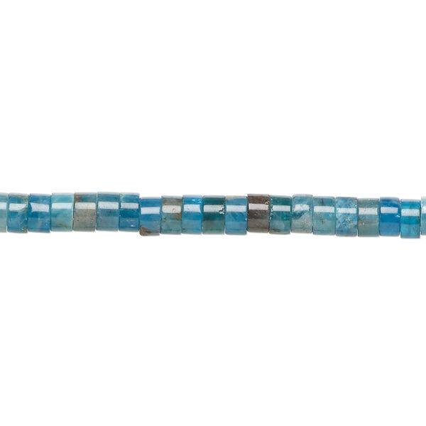 Bead, blue apatite, (natural), 4x1.5mm-4x2.5mm heishi, B grade, Mohs hardness 5. Sold per 8-inch strand, approximately 80-90 beads. image number 0