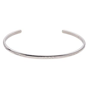 Bracelet, cuff, stainless steel, 3mm wide with X design, 8 inches. Sold individually.