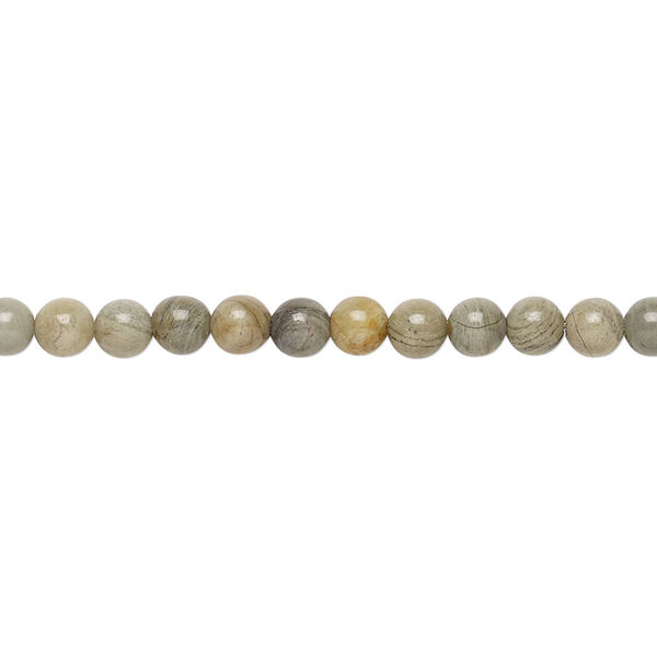 Bead, silver mist jasper (natural), 4mm round, B grade, Mohs hardness 6-1/2 to 7. Sold per 15-1/2" to 16" strand. image number 0