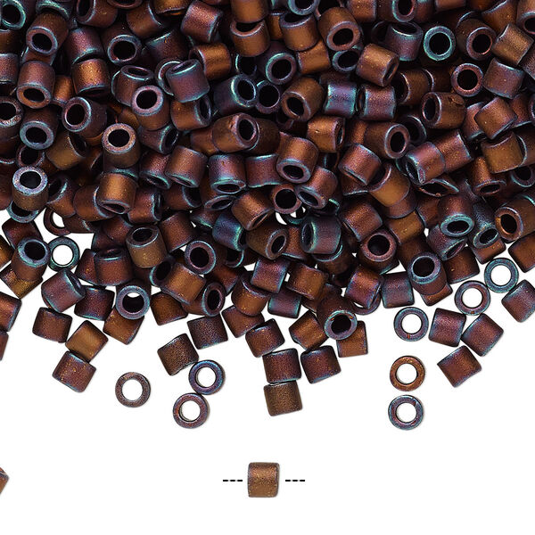Seed bead, Delica®, glass, pkg/250g, #8 round, opaque matte metallic iris dark purple (DBL-0323). image number 0