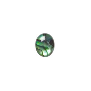 Cabochon, paua shell (coated / dyed), green, 10x8mm calibrated oval, Mohs hardness 3-1/2. Sold per pkg of 6.