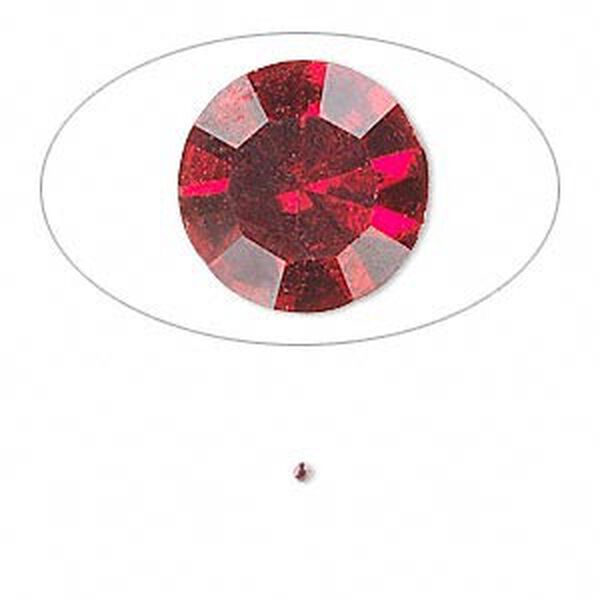 Chaton, glass rhinestone, Siam, foil back, 1.3-1.35mm faceted round, PP6. Sold per pkg of 72. image number 0