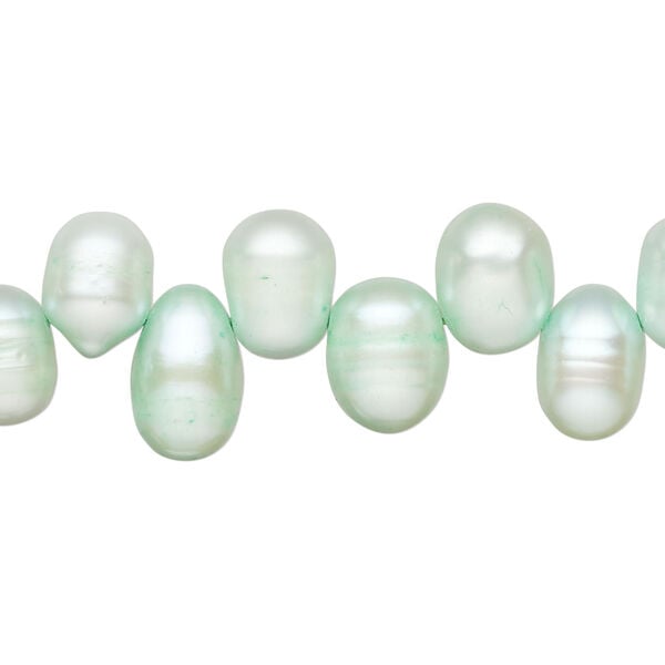 Freshwater pearl 1pkg1, top-drilled rice, 15.5-16 inch teal green 8x7mm-12x8mm cultured image number 0