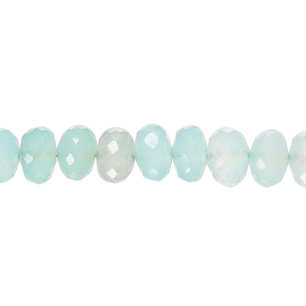 Aqua blue chalcedony 1pkg1, hand-cut faceted rondelle bead 14 inch 8x5mm-10x8mm image number 0