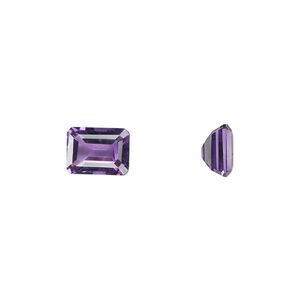 Amethyst 1pkg1, hand-cut faceted emerald-cut gem natural 8x6mm