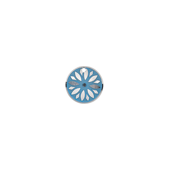 Drop, stainless steel, blue patina, 10mm single-sided domed round with sunburst design. Sold per pkg of 8. image number 0