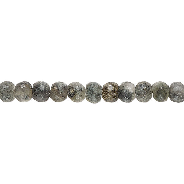 Black spotted quartz 1pkg1, hand-cut faceted uneven round / rondelle bead natural 14 inch 5-6mm / 6x4mm image number 0