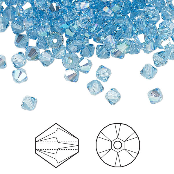 Bead 48pk aquamarine shimmer, Crystal Passions® 4mm bicone 5328 image number 0