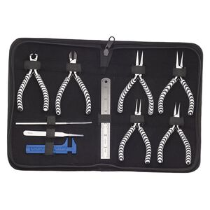 Pliers set, stainless steel / PVC foam / vinyl, black and white, 5-1/2 to 6 inches. Sold per 10-piece set.
