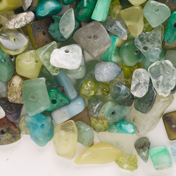 Multi-gemstone / glass / mother-of-pearl shell 1pkg1, top-drilled / center-drilled chip bead 100g mix small to large image number 0