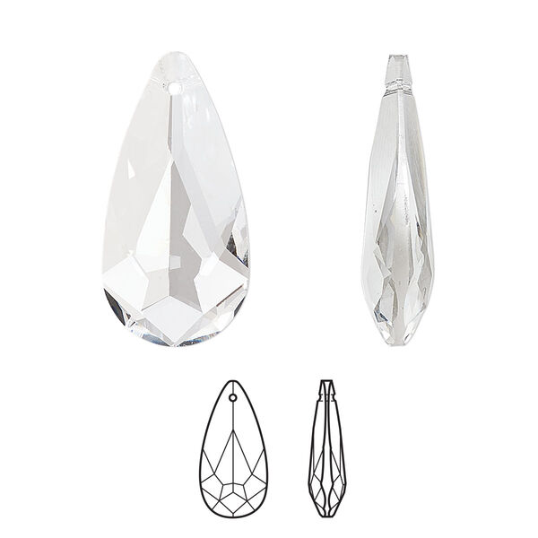 Drop 1pk crystal, Crystal Passions® 24x12mm pendant teardrop 6100 image number 0