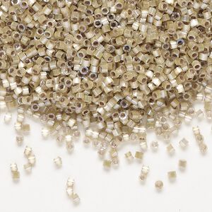 Seed bead, Delica®, glass, pkg/250g, #11 round, opaque silk satin silver-lined smoky quartz (DB-0680).