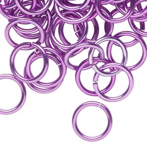 Jump ring, anodized tempered aluminum, light purple, 12mm round, 9.2mm inner diameter, 15 gauge. Sold per pkg of 100.