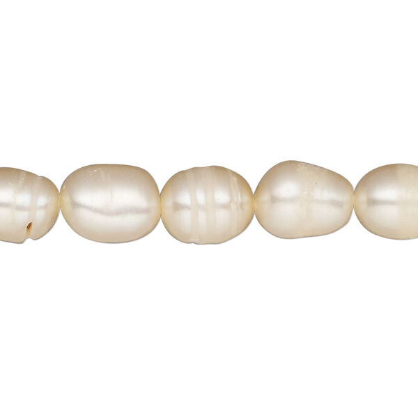 Pearl, cultured freshwater, peach, 7-9mm rice, C grade. Sold per 16-inch strand. image number 0