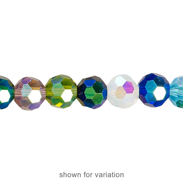 Bead 1pk 32 facets opaque to transparent AB mixed colors, Celestial Crystal&reg; 8mm round 15.5-16 inch image number 1