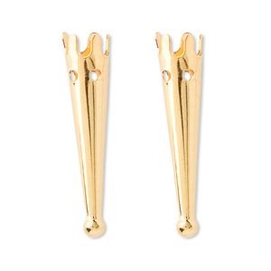 Bolo tip, gold-plated brass, 33x7.5mm plain. Sold per pkg of 100.