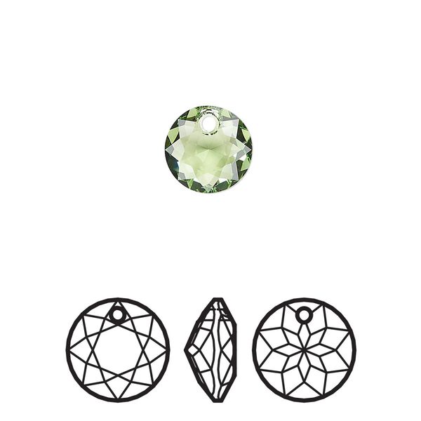 Drop 72pk peridot, Swarovski® 8mm pendant classic cut 6430 image number 0