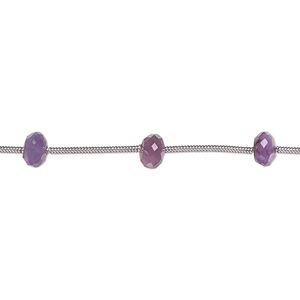 Amethyst 1pkg10, hand-cut faceted rondelle bead natural 5x3mm-6x4mm