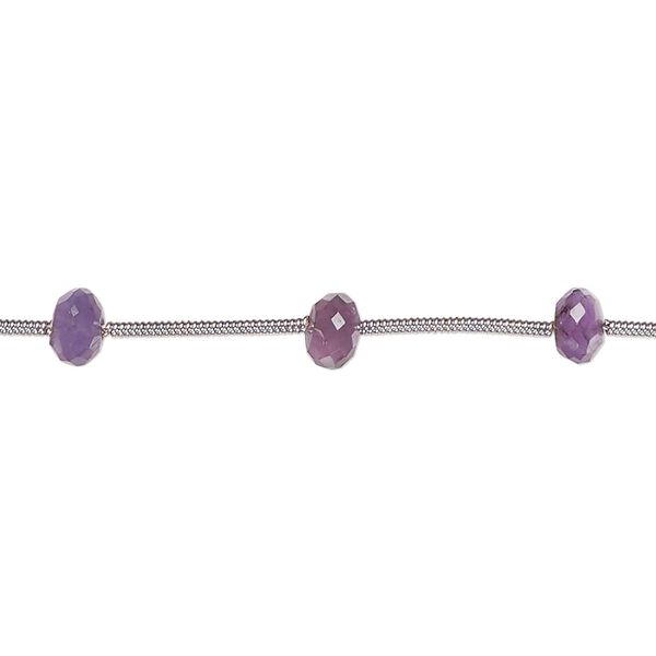 Amethyst 1pkg10, hand-cut faceted rondelle bead natural 5x3mm-6x4mm image number 0