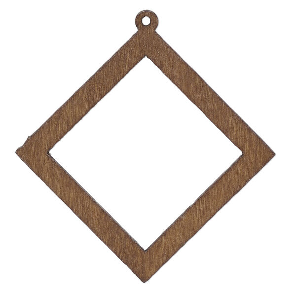 Focal, fiberboard, brown, 2-inch top-drilled open diamond. Sold per pkg of 6. image number 0