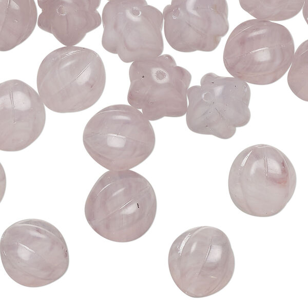 Bead, pressed glass, translucent lilac, 10mm corrugated round. Sold per 2-ounce pkg, approximately 50 beads. image number 0