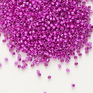 Seed bead, Delica®, glass, pkg/250g, #11 round, opaque galvanized fuchsia (DB-0422).
