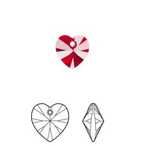 Drop 288pk Siam, Swarovski® 10mm pendant heart 6228