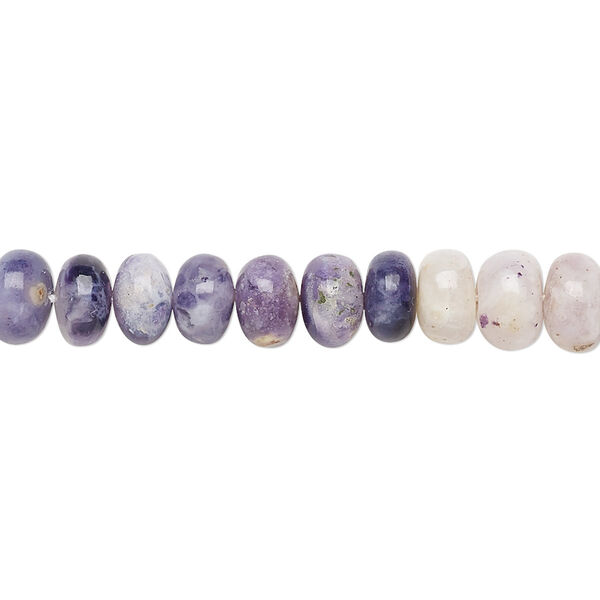 Bead, purple opal (natural), shaded, 6x4mm-7x5mm hand-cut rondelle, B grade, Mohs hardness 5 to 6-1/2. Sold per 15" to 16" strand. image number 0
