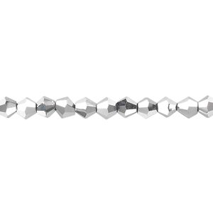 Bead, glass, metallic silver, 4mm bicone. Sold per 15-1/2" to 16" strand.