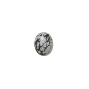 Snowflake obsidian 1pkg10, calibrated oval cab natural 10x8mm