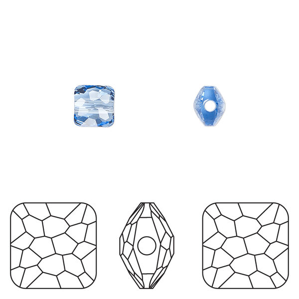 Bead 1pkg288 light sapphire, Swarovski®, 6mm puffed square 5035 image number 0